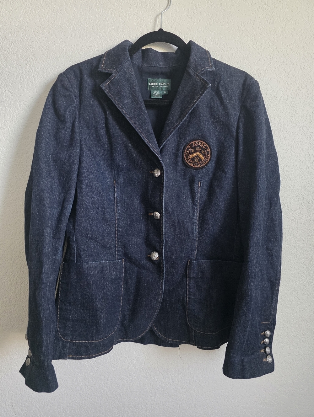 Vintage RALPH LAUREN RUGBY CREST DENIM BLAZER